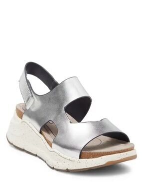 Bionica Silver Metallic Leather Summer Sandals Women’s Size 9M